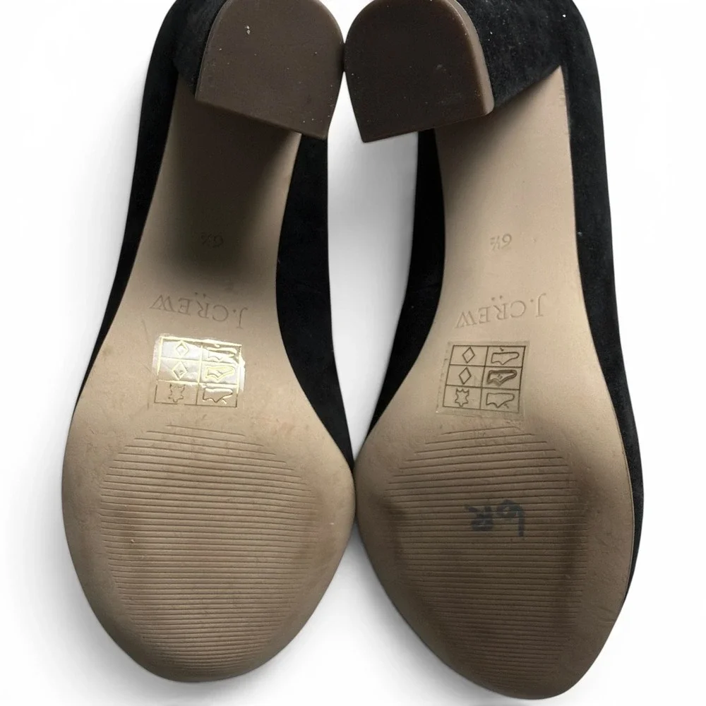 J.Crew Block Heel Pumps Black Suede Womens 8.5 Round Toe Classic Office Career